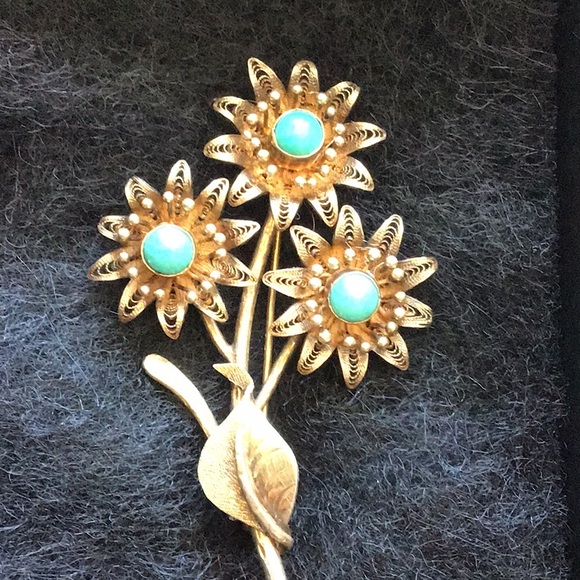 Vintage Turquoise Brooch - Picture 7 of 16